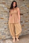 Sundaze Cheesecloth Chalk Stripe Tie Shoulder Top Tuscan Sun